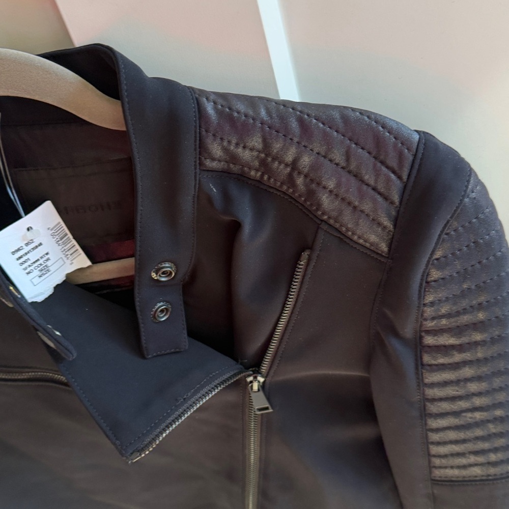 Carbon 38 La Brea small moto cropped asymmetrical black jacket never worn - Picture 4 of 9